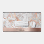 Marmer Nep Roze Goud Metaalachtige Zakelijk Bureaumat (Keyboard & Muis)