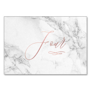 Marmer Nep Roze Goud Romantische Calligrafie Vier  Kaart