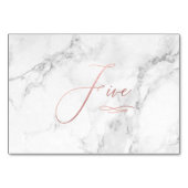 Marmer Nep Roze Goud Romantische Kalligrafie Vijf  Kaart (Voorkant)