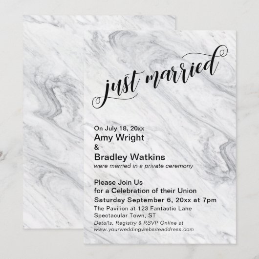 Marmer net getrouwd na het huwelijk kaart (Voorkant / Achterkant)