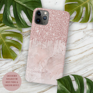 Marmer Ombre Blush Roze Gouden Glitter Patroon Case-Mate iPhone Case