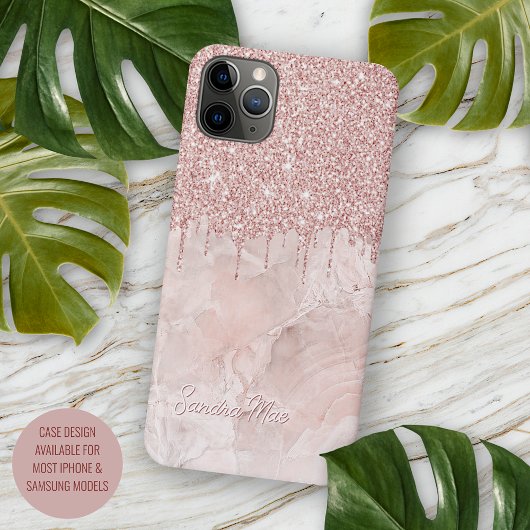 Marmer Ombre Blush Roze Gouden Glitter Patroon Case-Mate iPhone Case