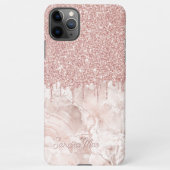 Marmer Ombre Blush Roze Rose Goud Glitter Patroon iPhone Hoesje (Achterkant)