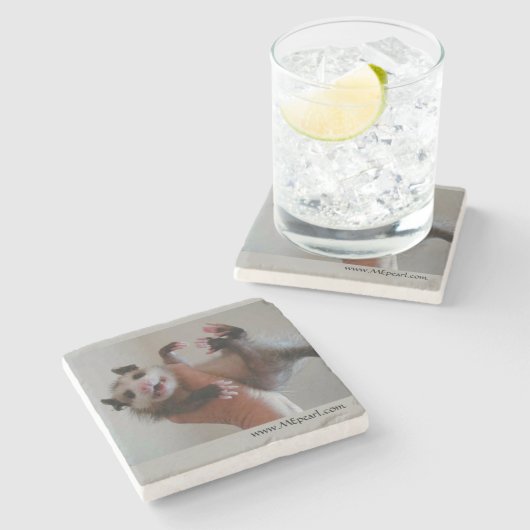 Marmer Onderzetter met Opossum (Zijkant)