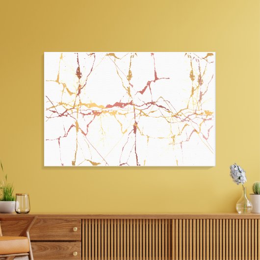 Marmer ontworpen Gouden kastanjebruin met vier tak Canvas Afdruk (Insitu (Woonkamer))