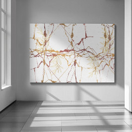 Marmer ontworpen Gouden kastanjebruin met vier tak Canvas Afdruk