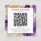 Marmer Paarse Gele Agaat QR Code Vloeibare Vierkan Vierkante Visitekaartje (Achterkant)