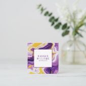 Marmer Paarse Gele Agaat QR Code Vloeibare Vierkan Vierkante Visitekaartje (Staand voorkant)