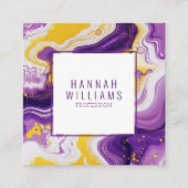 Marmer Paarse Gele Agaat QR Code Vloeibare Vierkan Vierkante Visitekaartje (Voorkant)