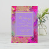 Marmer paarse, gouden, roze aangepaste bruiloft save the date (Staand voorkant)