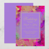 Marmer paarse, gouden, roze aangepaste bruiloft save the date (Voorkant / Achterkant)