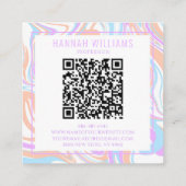 Marmer Paarse Pastel Agaat QR Code Girly Rainbow Vierkante Visitekaartje (Achterkant)