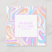 Marmer Paarse Pastel Agaat QR Code Girly Rainbow Vierkante Visitekaartje (Voorkant)
