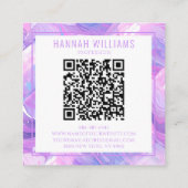 Marmer Paarse Roze Agaat QR Code Girly Trendy Vierkante Visitekaartje (Achterkant)