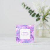 Marmer Paarse Roze Agaat QR Code Girly Trendy Vierkante Visitekaartje (Staand voorkant)