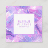 Marmer Paarse Roze Agaat QR Code Girly Trendy Vierkante Visitekaartje (Voorkant)