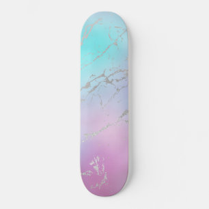 Marmer Pastel Blauw Zilver Glitter Elegant Meisjes Persoonlijk Skateboard