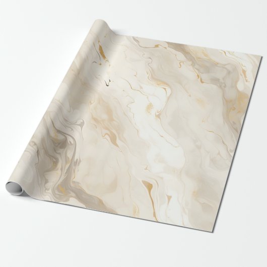 Marmer Pastel Crème Goud Cadeaupapier (Uitgerold)