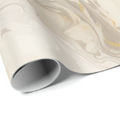 Marmer Pastel Crème Goud Cadeaupapier (Rol Hoek)