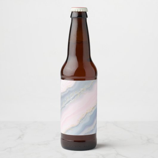Marmer Pastel Stone Texture Glitter Waterverf Bier Etiket (Voorkant)