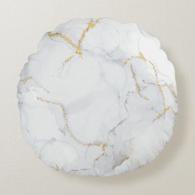 Marmer Pastel Stone Texture Glitter Waterverf Rond Kussen (Voorkant)