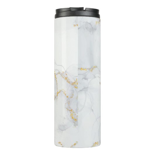 Marmer Pastel Stone Texture Glitter Waterverf Thermosbeker (Achterkant)