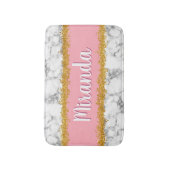 Marmer Pattern op Roze met Gold Glitter Badmat (Voorkant Verticaal)