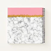Marmer Pattern op Roze met Gold Glitter Notitieboek (Achterkant)