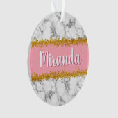 Marmer Pattern op Roze met Gold Glitter Ornament (voorkant)