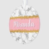 Marmer Pattern op Roze met Gold Glitter Ornament (voorkant)