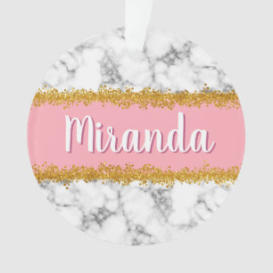 Marmer Pattern op Roze met Gold Glitter Ornament
