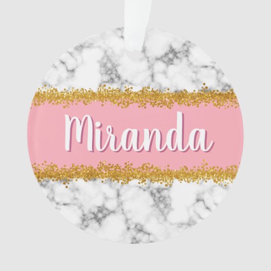 Marmer Pattern op Roze met Gold Glitter Ornament (voorkant)