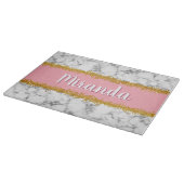 Marmer Pattern op Roze met Gold Glitter Snijplank (Hoek)