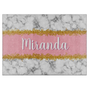 Marmer Pattern op Roze met Gold Glitter Snijplank
