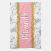 Marmer Pattern op Roze met Gold Glitter Theedoek (Verticaal)