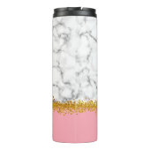 Marmer Pattern op Roze met Gold Glitter Thermosbeker (Achterkant)
