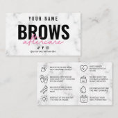 Marmer Pink Brows Aftercare Card Visitekaartje (Voorkant / Achterkant)