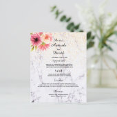 Marmer Pink Florals van het menu Weddenschap (Staand voorkant)