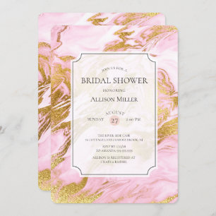 Marmer Pink Gold Bridal Shower Kaart