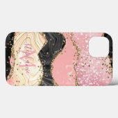 Marmer Pink Sparkle Gold Glitter Agate personalise Case-Mate iPhone Case (Achterkant (horizontaal))