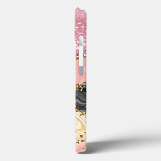 Marmer Pink Sparkle Gold Glitter Agate personalise Case-Mate iPhone Case (Achterkant / Links)