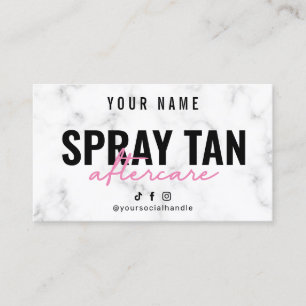 Marmer Pink Spray Tan Aftercare Card Visitekaartje