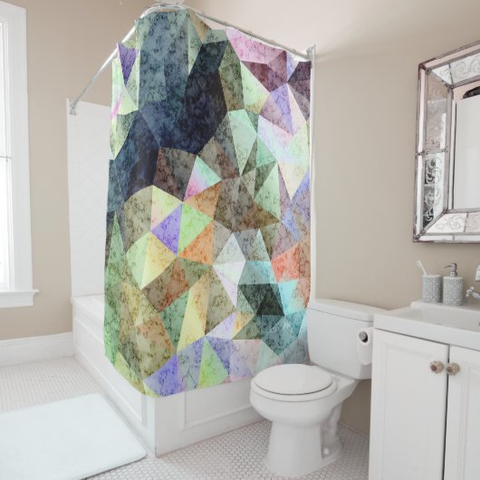 Marmer polygonal patroon douchegordijn (In situ)