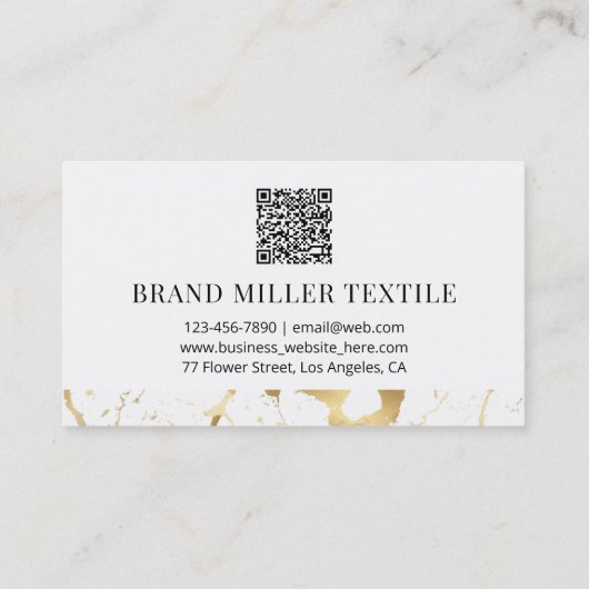 Marmer QR Code Faux Gold Foil Visitekaartje (Achterkant)