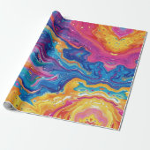 Marmer, regenboogkleuren, geometrisch ontwerp, kle cadeaupapier (Uitgerold)