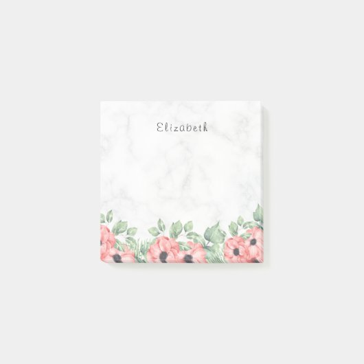 Marmer Rode Waterverf Spring Blooms Floral Post-it® Notes (Voorkant)