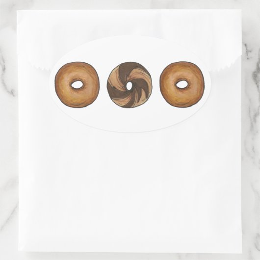 Marmer Rogge Plain Bagels Ontbijt Brunch NYC Deli Ovale Sticker (Tas)
