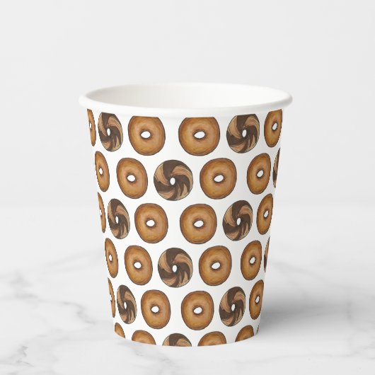 Marmer Rogge Plain Bagels Ontbijt Brunch NYC Deli Papieren Bekers (Voorkant)