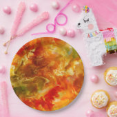 Marmer rood, goud, oranje, inkt printplaat papieren bordje (Feest)