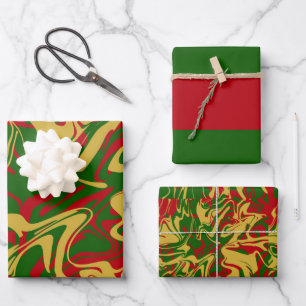 Marmer rood groen goud moderne Kerstmis Inpakpapier Vel